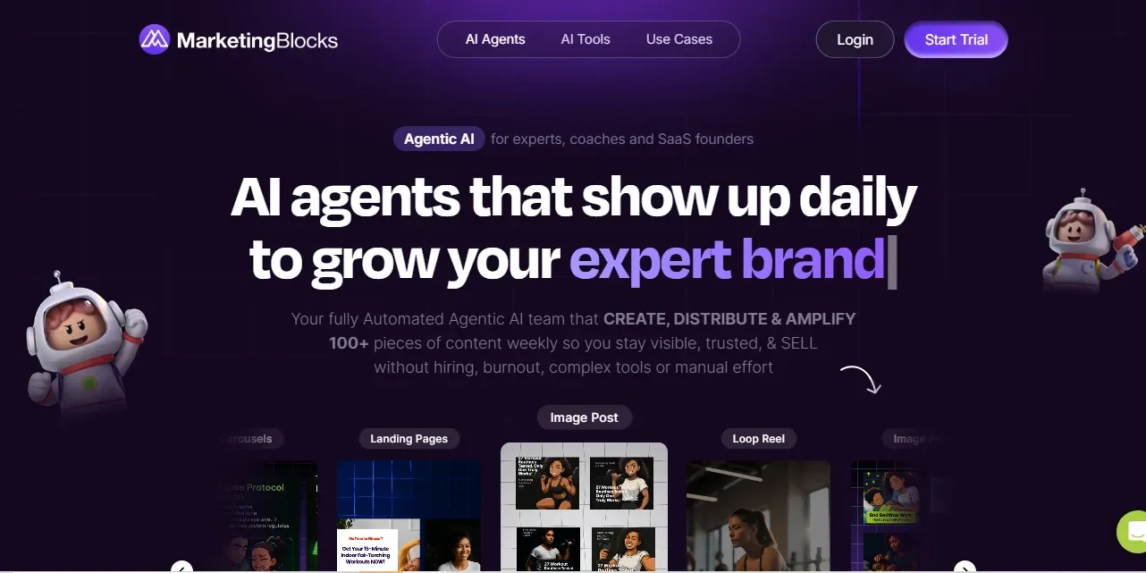 A screenshot showing MarketingBlocks' landing page for a Zaturn vs MarketingBlocks comparison