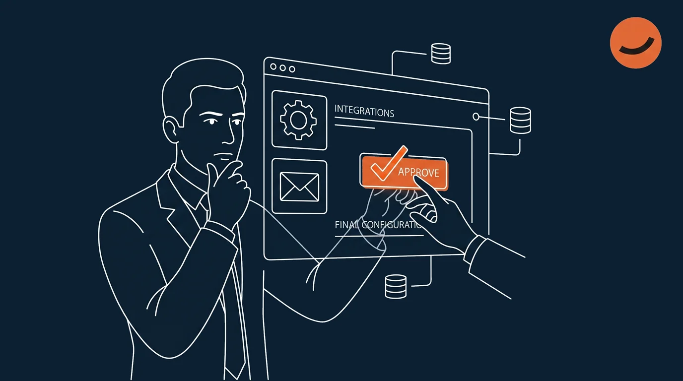 An illustration of a person approving one of the tasks their AI email assistant handled, signifying the importance of picking the right AI email tool
