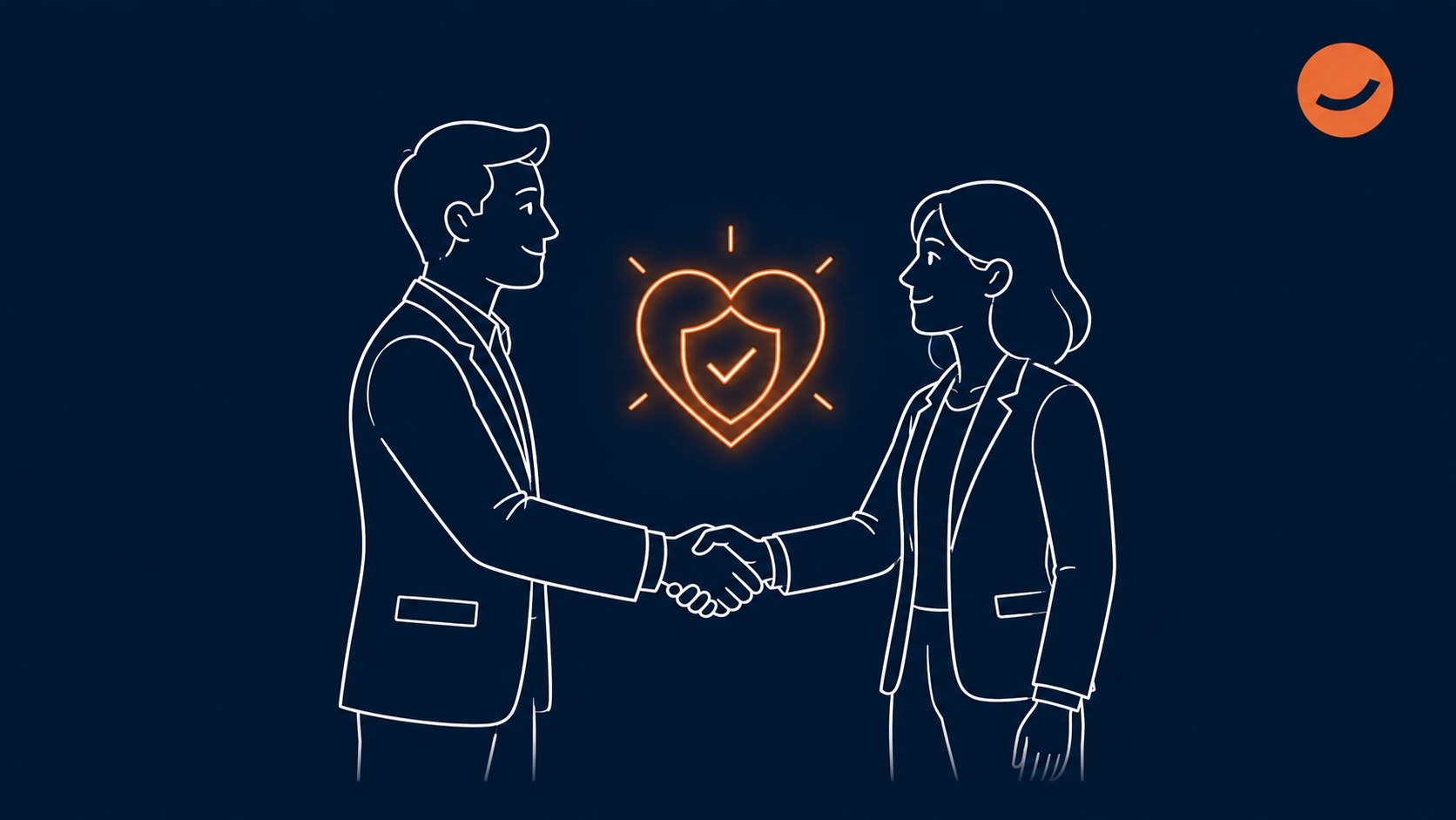 An illustration of a human shaking hands with another human, symbolizing the importance of community management that AI social media managers can't handle