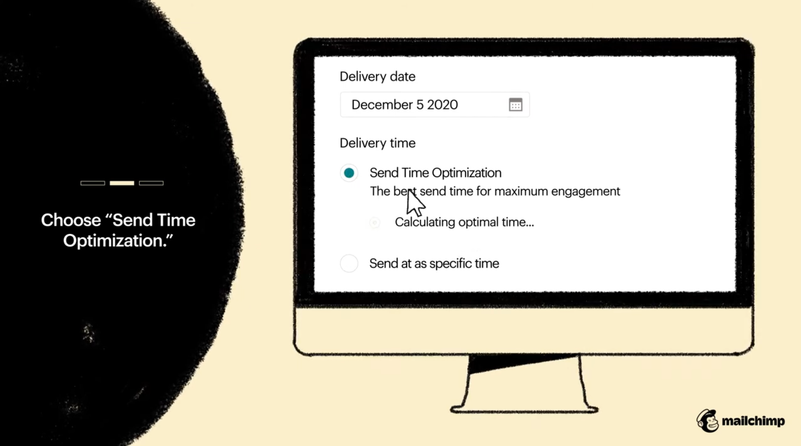 A presentation slide of Mailchimp's button-toggle Send Time optimization