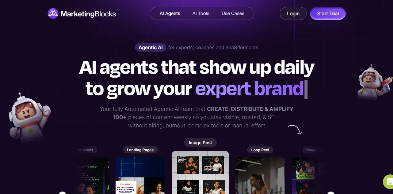 MarketingBlocks' landing page
