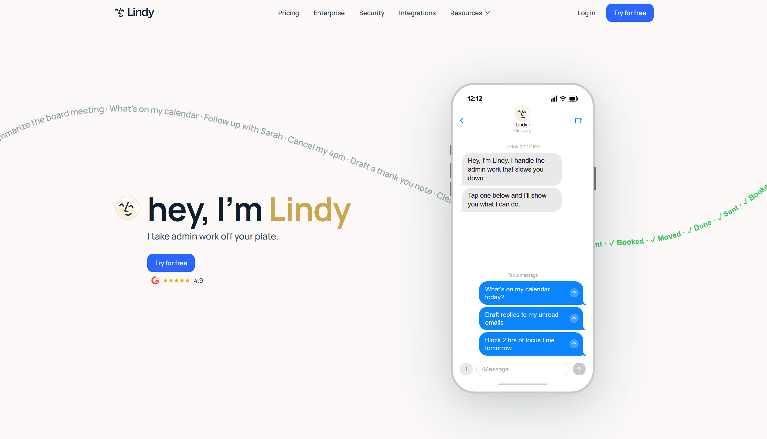 Lindy AI's landing page