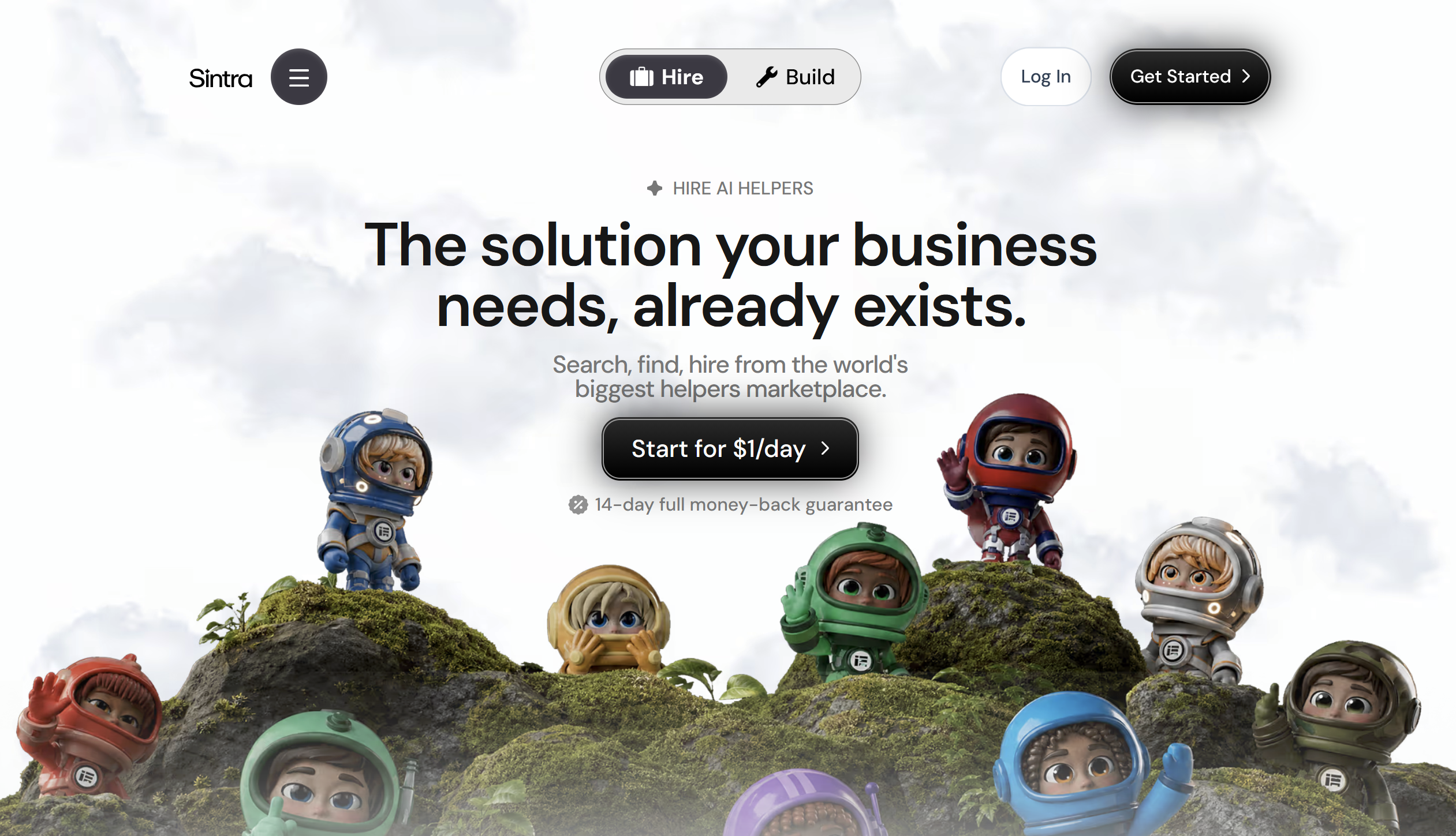 Sintra's landing page, displaying the platform's different AI agents