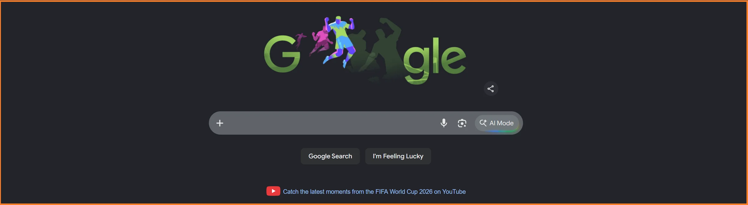 Google AI Mode's toggle button in the Google search bar